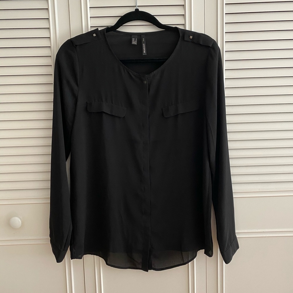 Mango suit black shirt